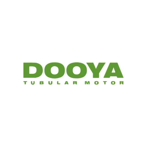 Dooya tubular motor logo for motorised blinds and automated window furnishing systems.