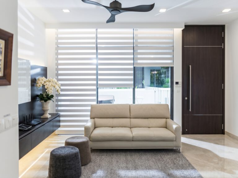 Textured Korean blind (Shadow Blind) in a Singapore living room