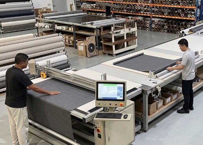 Custom roller blinds being manufactured for Singapore projects.