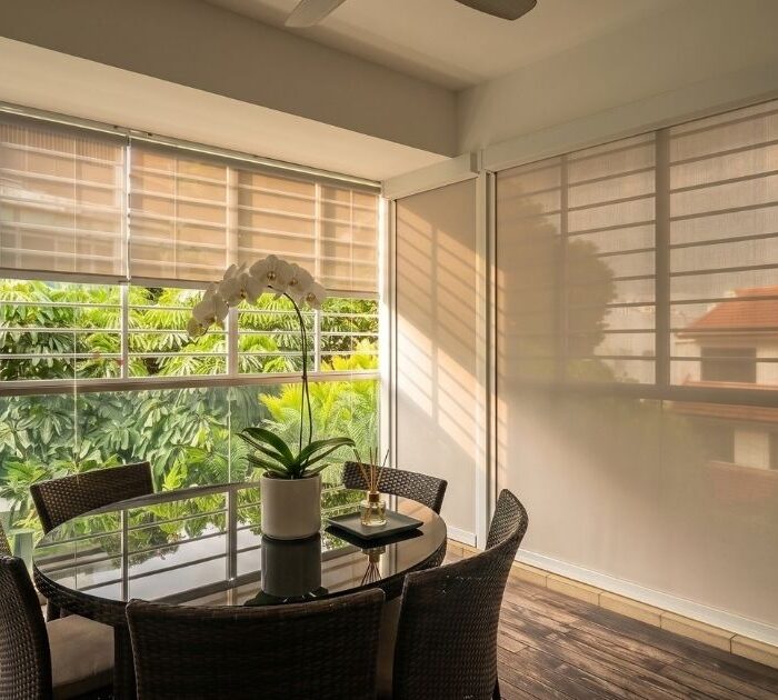 ZipScreen outdoor blind on a high-floor condo balcony in Bishan, Singapore
