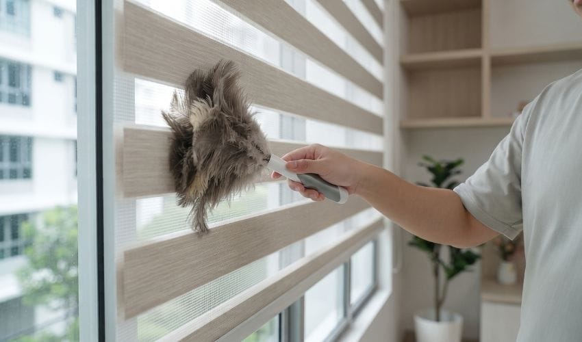 Cleaning Korean blinds with a soft vacuum brush attachment