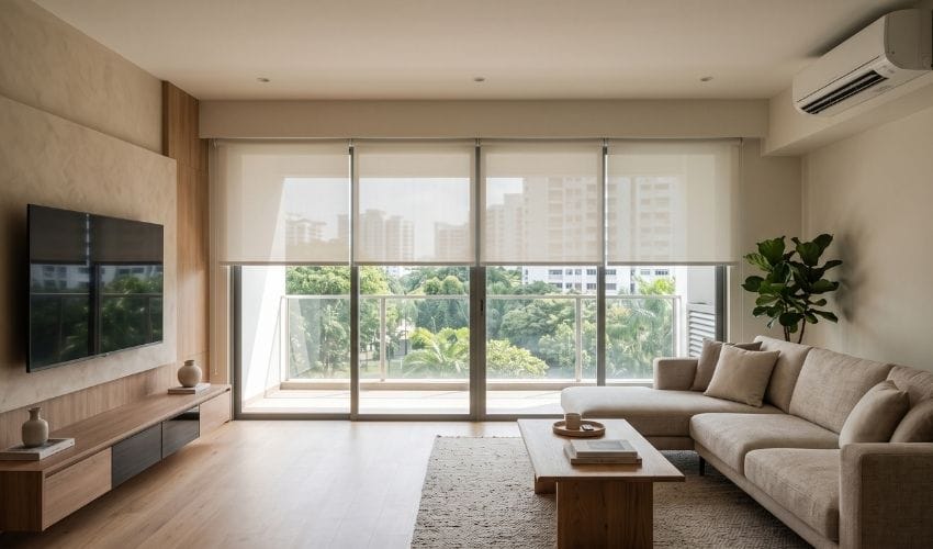 Professional blind installation for a dealer project in Singapore