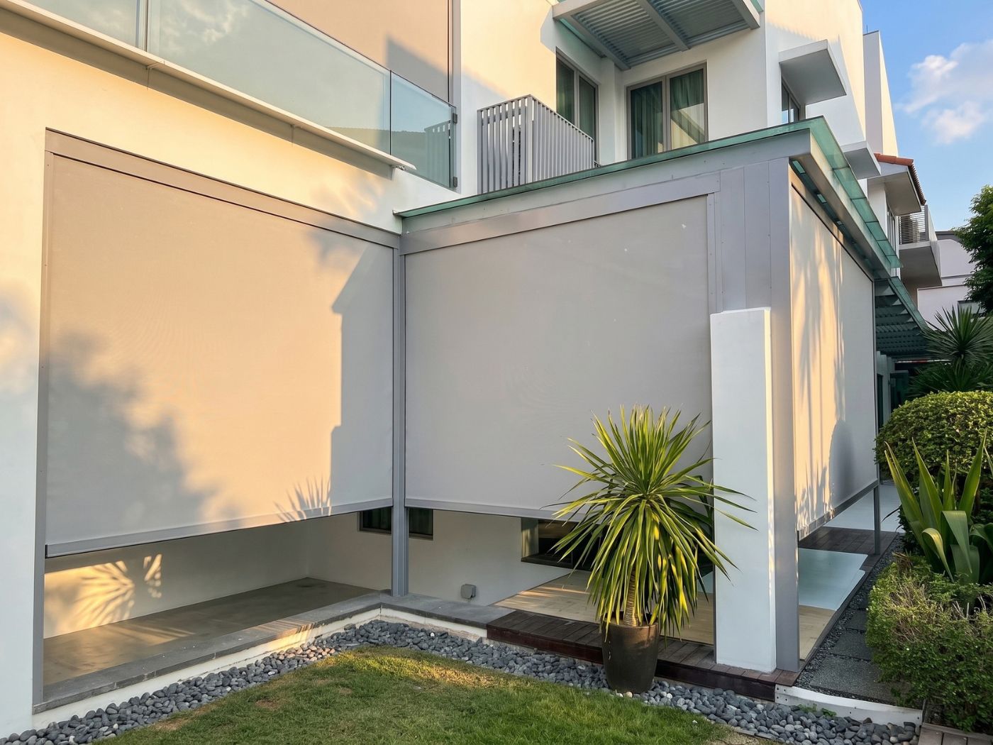 VB Blind zipblinds installed around the patio of a landed home in Singapore